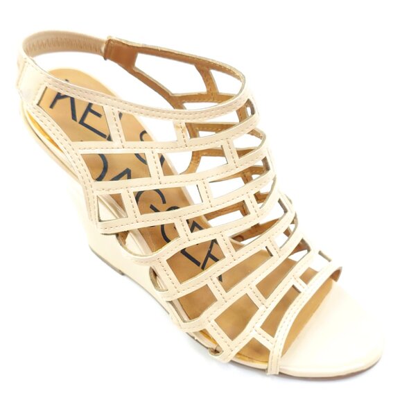 Kelsi Dagger Women's "Eris" Tan Open-Toe Slingback Wedge Sandals - Picture 3 of 14